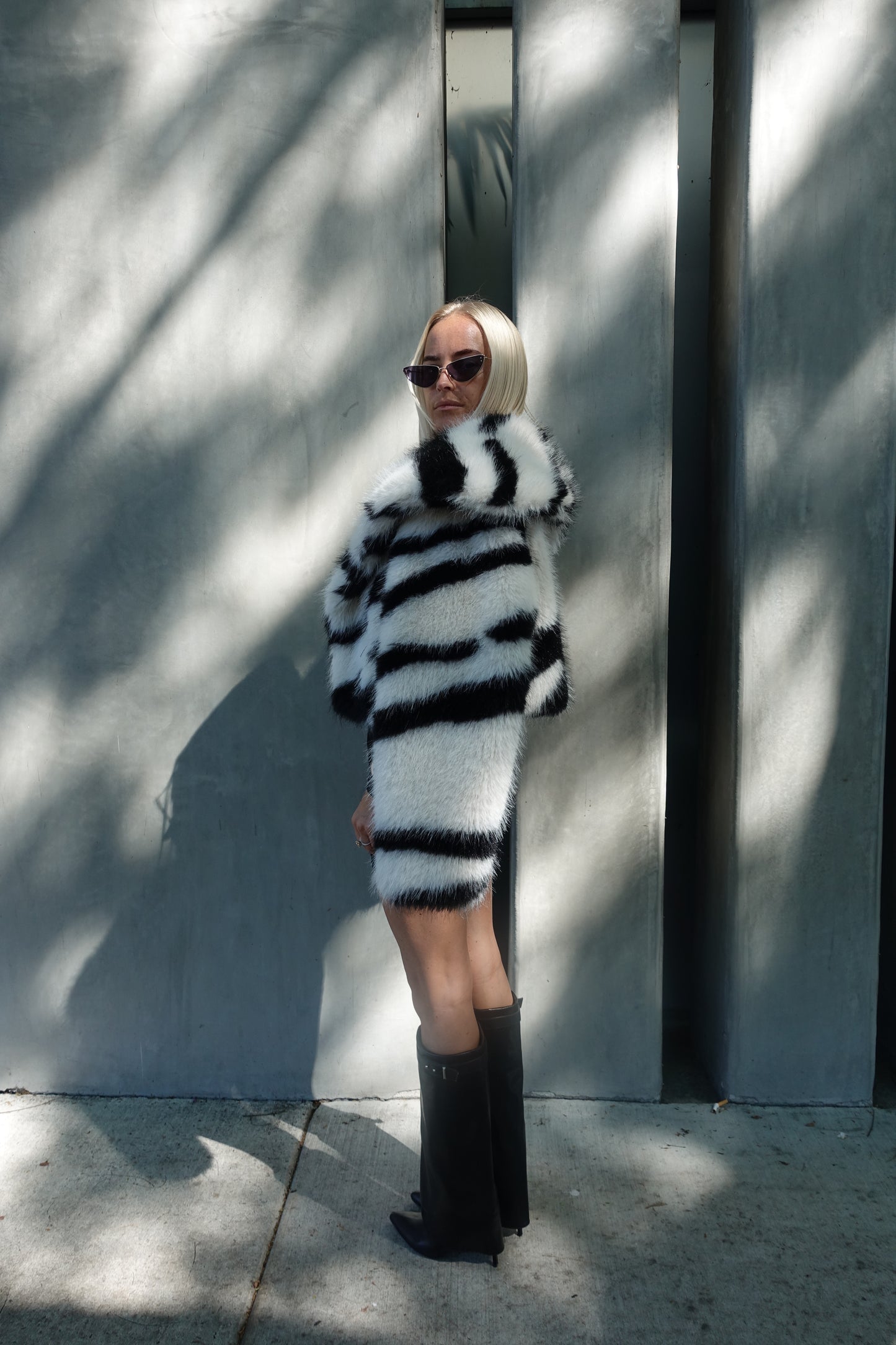 FAUX FUR ZEBRA JACKET