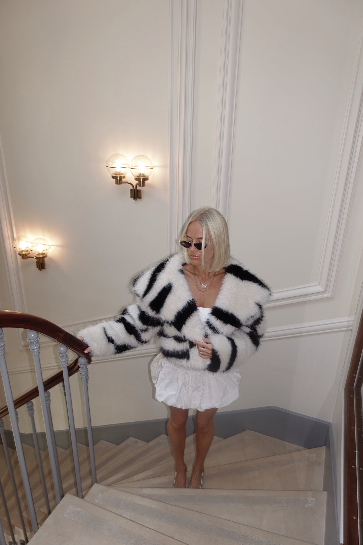 FAUX FUR ZEBRA JACKET