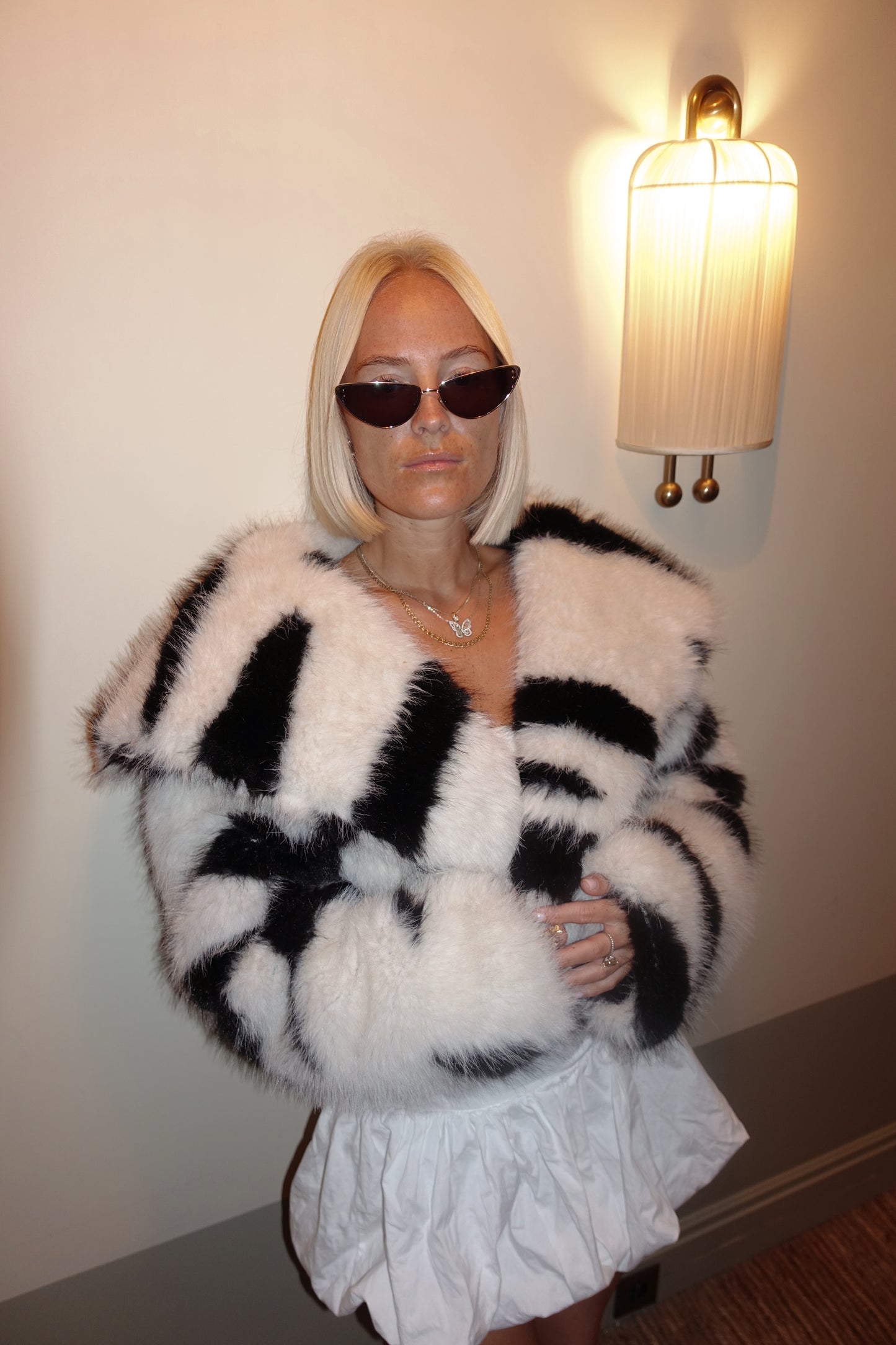 FAUX FUR ZEBRA JACKET