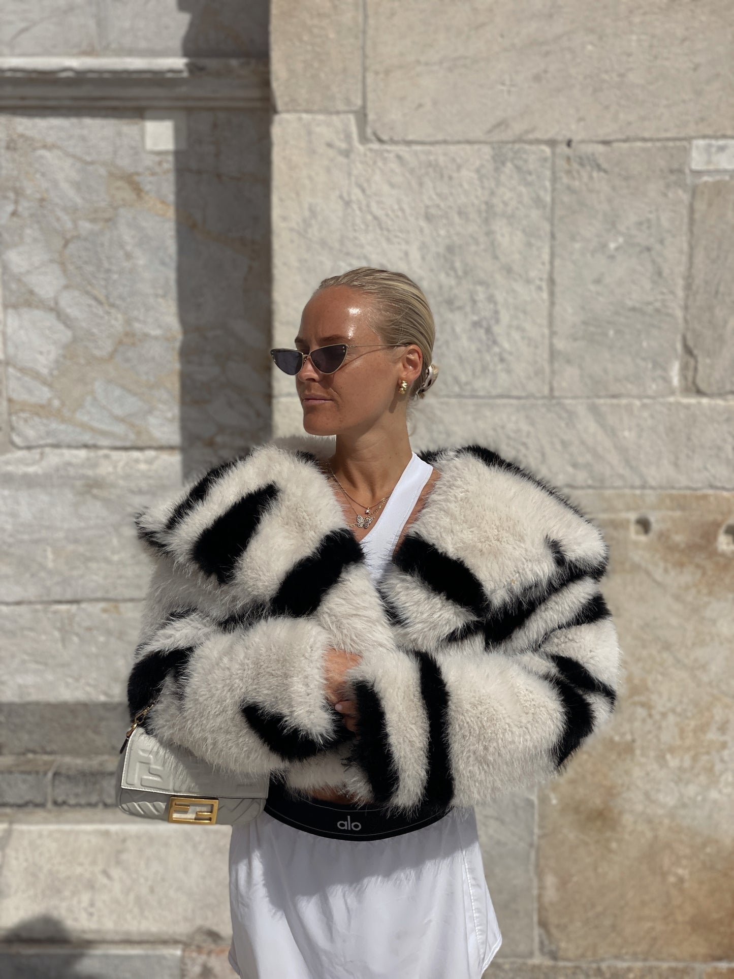 FAUX FUR ZEBRA JACKET