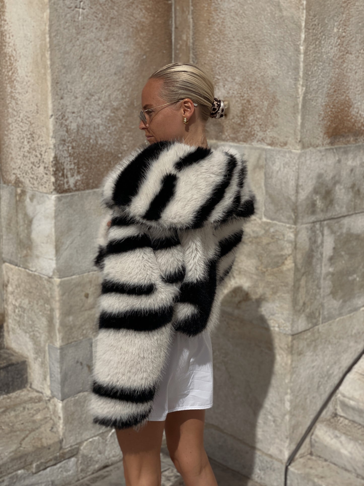 FAUX FUR ZEBRA JACKET